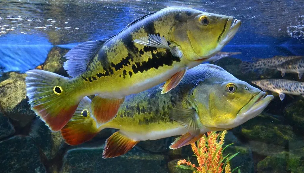 Tucunaré, grupo em aquário