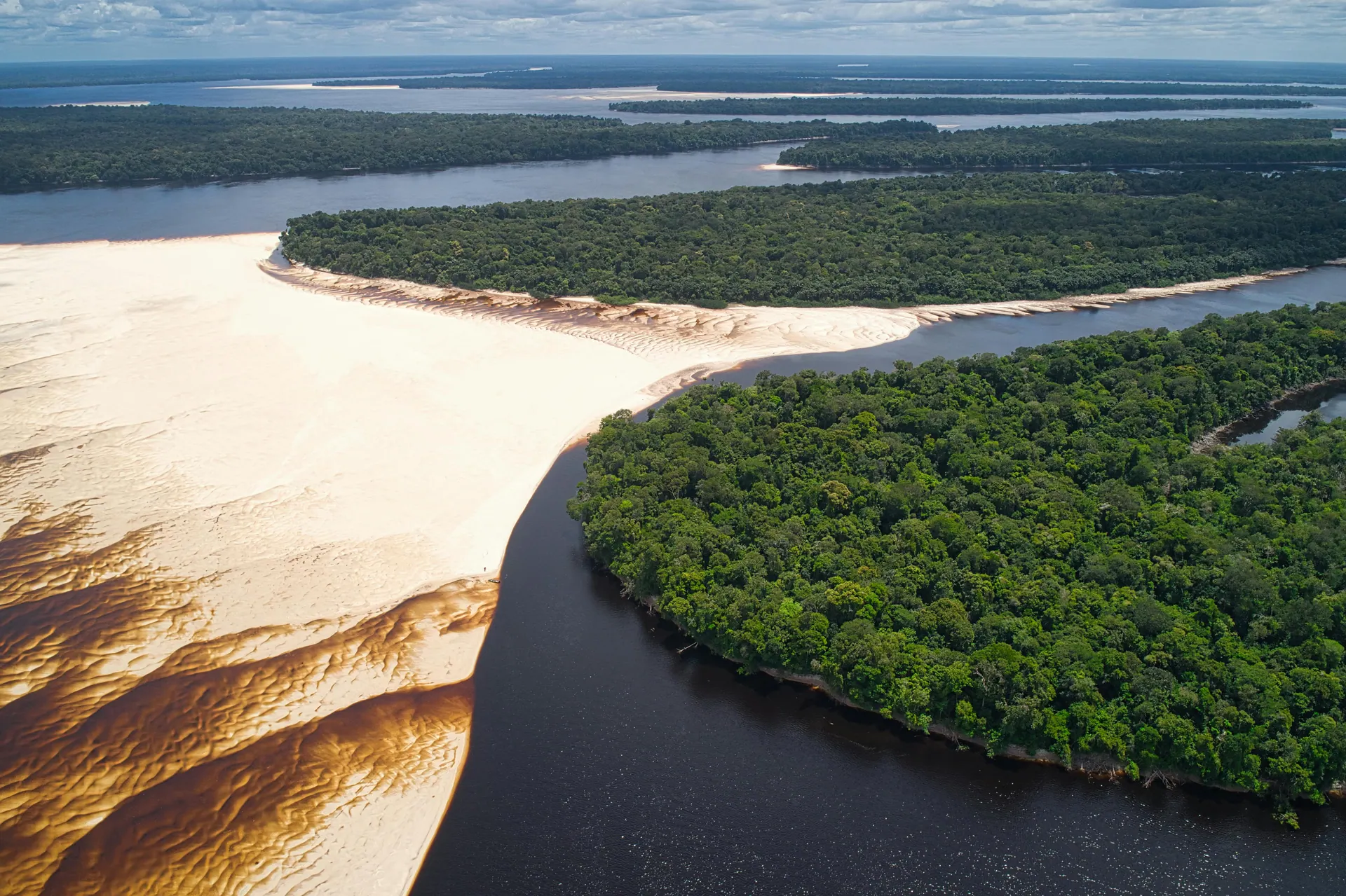 Rio Amazonas, aérea com bancos de areia